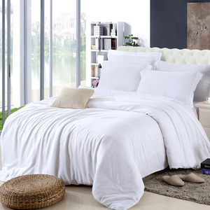 200 Fils Plaine Blanc Hôtel De Luxe <span class=keywords><strong>Linge</strong></span> De Lit Housse De couette Ensemble De Literie - Product Image 3