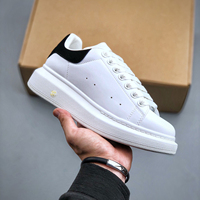 Chaussures de loisirs blanches haut de gamme pour le commerce extérieur, tige en cuir de vachette, semelle extérieure en caoutchouc naturel, fermeture à lacets, semelle intermédiaire épaisse en PU surélevée