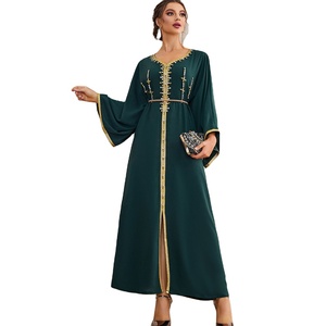 Hot Selling EId Elegant Dark Green One Piece Full Length Maxi Dress Muslim  Kaftan Dresses Abaya| Alibaba.com
