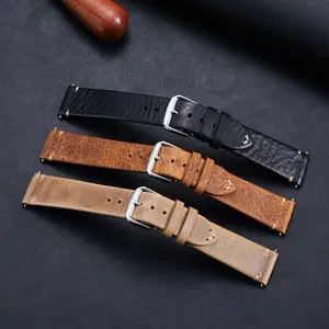 Vintage leather band Personalized textured head layer cowhide strap oil wax leather band 19mm for man replace wristband