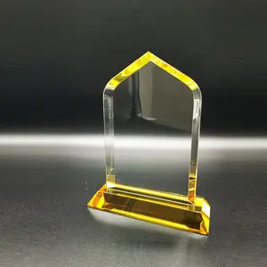 Nouvelle personnalisation du design du fabricant de n'importe quelle forme de trophée en verre d'art en cristal vierge fait à la main