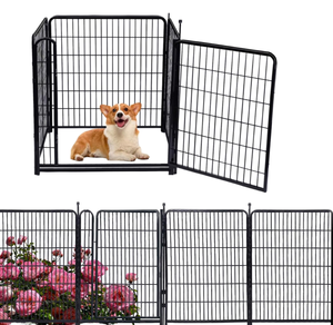 Pagar Besi untuk Hewan Peliharaan dengan Pintu, Kandang Anjing, Panel Playpen, Perakitan Mudah, Pagar Tabung Kotak 13 mm untuk Dalam & Luar Ruangan, Promo! - Product Image 1