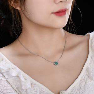 <span class=keywords><strong>Collana</strong></span> <span class=keywords><strong>con</strong></span> ciondolo elegante da donna di lusso 925 in argento Sterling placcato in rodio per la festa nuziale zircone pietra principale - Product Image 2