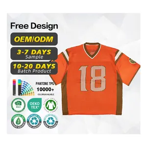 Custom Logo V Neck Men Short Sleeve Sweater Mesh Cotton Crochet Shirt Fitted Number Knit Sport Football Jersey T-shirt