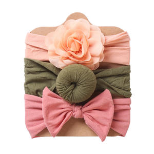 Solid Color Soft Nylon Elastic Baby <b>Bows</b> Headband Set Knotted <b>Newborn</b> Baby & Girl Hair Accessories - Product Image 6