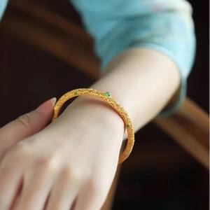 Bracelet ethnique vintage de style palais chinois Antique avec accents d'or de <span class=keywords><strong>jade</strong></span> Bracelet de mode pour femmes avec motif de nuage - Product Image 3