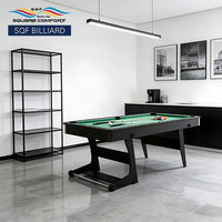 Table de billard pliante S.Q.F 6 pieds avec plateau en ardoise, pieds pliables et roulettes pour salle de jeux à domicile
