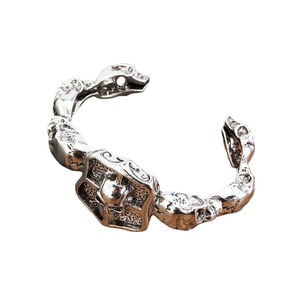 Bracelet en alliage pour homme en forme de bouclier, design fleur de lys en argent tibétain, bijoux de mode - Product Image 5