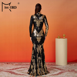 Sirena a maniche lunghe con paillettes Hijab arabo <span class=keywords><strong>Istanbul</strong></span> marocchino turco Dubai abiti da sera modesti musulmani da donna - Product Image 2