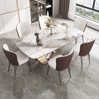 Meubles de haute qualité Dongguan fabriqués sur mesure OEM/ODM Dessus de table en marbre naturel à base croisée en métal Table à manger de luxe