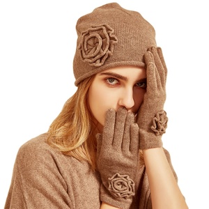 Haute Qualité Femmes Mode Coloré 100% Cachemire <span class=keywords><strong>Bonnet</strong></span> Et Gants Ensembles - Product Image 1
