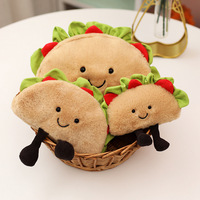 Porte-clés en peluche douce en forme de taco, jouet amusant en forme d'animal en peluche avec rembourrage en coton PP, vente en gros