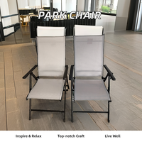 Confortable chaise extérieure réglable à sept positions en métal moderne pliant salle à manger meubles parc hôtel hall cour centre commercial utilisation