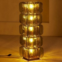 Lampe sur pied en verre artistique de luxe italienne, verre empilé vert olive, lumière LED en laiton pour salon, hôtel