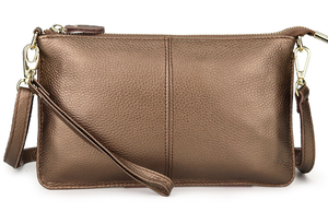 Piccola <span class=keywords><strong>Borsa</strong></span> a <span class=keywords><strong>Tracolla</strong></span> da Donna in Vera Pelle Morbida e Resistente, Colore <span class=keywords><strong>Argento</strong></span> Metallizzato - Product Image 2