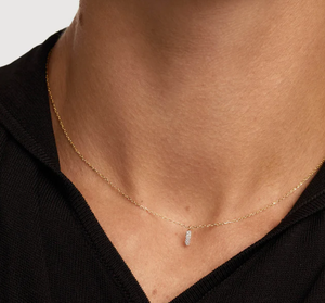 สร้อยคอโซ่ทองสีเหลืองทึบพร้อมเพชรรูปวงรี0.04กะรัต - Product Image 4