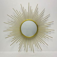 Accessoires d'intérieur personnalisés, miroir mural décoratif en métal en forme de soleil, miroir abstrait doré de luxe, décoration murale pour salon