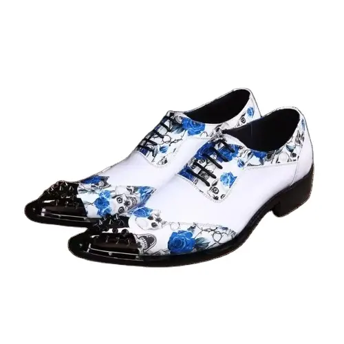 Primavera de cuero blanco zapatos puntiagudos zapatos de boda zapatos de los hombres británicos es estilista de pelo mayor zapatos de ocio