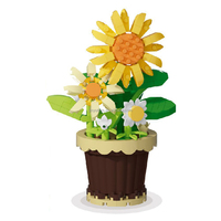 Offre Spéciale : Blocs de Construction Décoratifs en Forme de Plantes – Tournesols en Pot à Petites Particules Compatibles – Jouets DIY – Cadeau de Saint-Valentin
