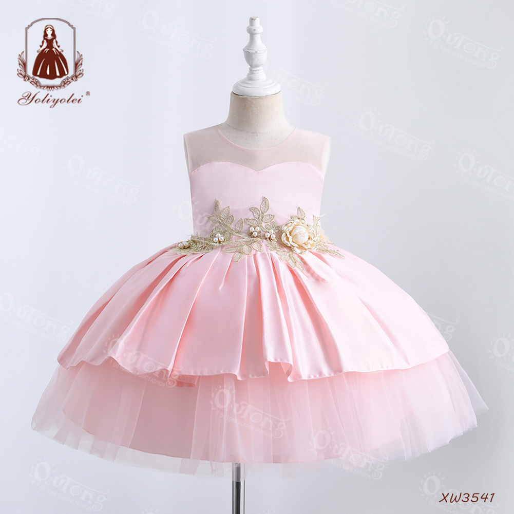 Платье с цветочным рисунком для девочки нарядное платье изготовленным на заказ логосом outong Vestido De Festa Infantil; Детская летняя праздничная одежда на возраст от 2 до 12 лет, детская одежда, платья для девочек