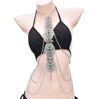 Chaînes de corps ethniques arabes tendance pour femmes, collier de corps exagéré avec strass et pompon sexy, bijoux pour mariage, cadeau d'anniversaire