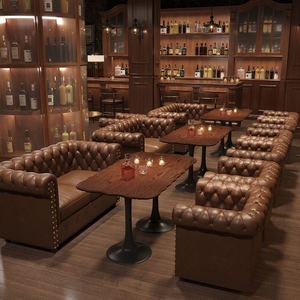 Sillas de Bambú Estilo Europeo Americano para <span class=keywords><strong>Bar</strong></span>, Sofás para <span class=keywords><strong>Bar</strong></span> de Whisky, Sala de Cigarros, Sillas Tiger, Conjuntos de Mesa y Sillas Estilo Americano Retro - Product Image 3