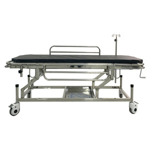 รถเข็นฉุกเฉินสแตนเลส ยาว 190 ซม. กว้าง 52 ซม. รถเข็นเคลื่อนย้ายผู้ป่วยทางการแพทย์ พร้อมล้อและปรับระดับความสูงได้ - Product Image 2