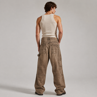 Jeans baggy en toile délavée sur mesure pour hommes, coupe oversize, jambe large, style charpentier, utilitaire, streetwear, pantalon pour hommes, fabricant