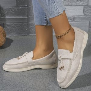 Mocassini Casual da <span class=keywords><strong>Donna</strong></span> Taglia Grande, Nuova Collezione Primavera Autunno 2024, Stile Europeo Americano, Slip-On Piatti, Tinta Unita, Tendenza Moda, Scarpe in PU - Product Image 6