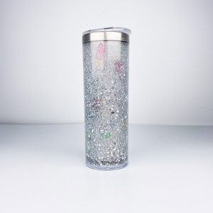 Magazzino USA 20oz bianco sublimazione spazi vuoti <span class=keywords><strong>da</strong></span> <span class=keywords><strong>te</strong></span> Glitter globo di neve 304 acciaio inossidabile Strasublimation globo di neve Skinny Tumbler - Product Image 3