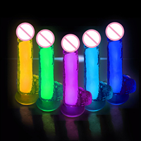 Kovida Wholesale g Spot a Spot Massage Fluorescence Lesbian Dual Transparent Dildo Glow in the Dark
