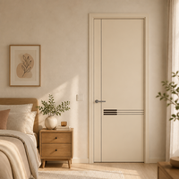 Pintu Interior Melamin Beralur untuk Kamar Tidur dengan Permukaan Tahan Luntur dan Tahan Kelembapan untuk Penggunaan Privasi Hotel