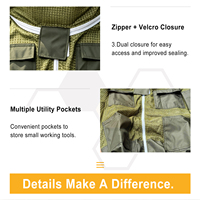 Veste d'apiculture respirante à 3 couches en maille, anti-piqûres, demi-corps, avec voile de protection amovible