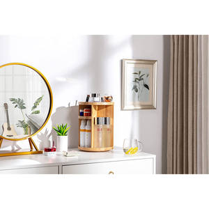 Organisateur de cosmétiques en bambou, carrousel de maquillage, organisateur de bureau, carrousel de rangement multifonction pour le maquillage, les articles de toilette et plus encore - Product Image 6