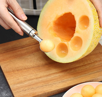304 Roestvrij Staal Fruit Decoratie Vleesmes Watermeloen Cantaloupe Scooper Voor Snijden En Scheppen Meloen Keuken Gadget