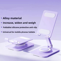 360 °   Support de téléphone rotatif et réglable en métal, support de téléphone portable pliable et portable, support de téléphone de table