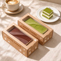 Boîte à gâteau en papier kraft personnalisée, longue et rectangulaire, pour l'emballage de tiramisu, boîte en carton