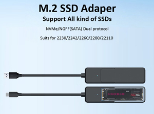 Cable adaptador de doble protocolo M.<span class=keywords><strong>2</strong></span> SSD para Nvme SSD 2230 2242 2260 2280 22110 tipo C USB3.1 NGFF SATA <span class=keywords><strong>2</strong></span> en 1 Adaptador M2 SSD - Product Image 6