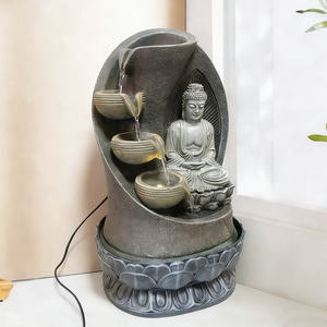 禅瞑想カスケード仏像滝噴水 室内卓上噴水 LEDライト付き - Product Image 3