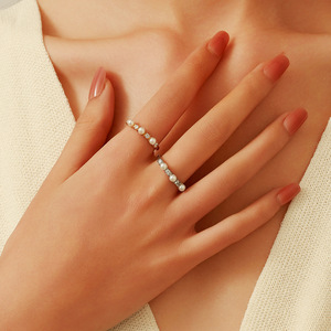 Stainless Steel <b>Ring</b> 18k Gold Plated <b>Titanium</b> Steel With Diamonds And Pearls Geometric Shape Unisex Gift Jewelry - Product Image 2