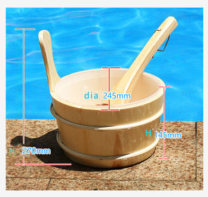 木製サウナスパアクセサリー-サウナルーム用のバケツとスプーン - Product Image 5