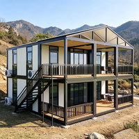 Villa préfabriquée de luxe à double aile, maison conteneur extensible 20 pieds 40 pieds, maisonnette mobile pliable, appartement, usage supermarché