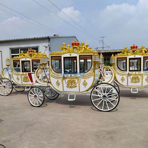 Chariot de Mariage de Luxe en Forme de Cheval Blanc, Chariot Royal en Forme de Citrouille à 4 Roues Électrique Traîné par des Chevaux à Vendre - Product Image 5