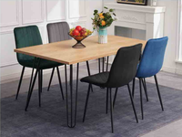 Table à manger rectangulaire moderne en MDF avec pieds en métal, meubles confortables pour la maison, salle à manger, panneau en bois, 4 places, Fujia DT-523