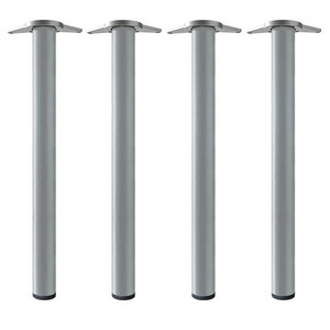 Ensemble de 4 pieds de table en acier. Hauteur 71 cm. Diamètre 60 mm. Modèle Neiva, finition gris métallisé. - Product Image 1