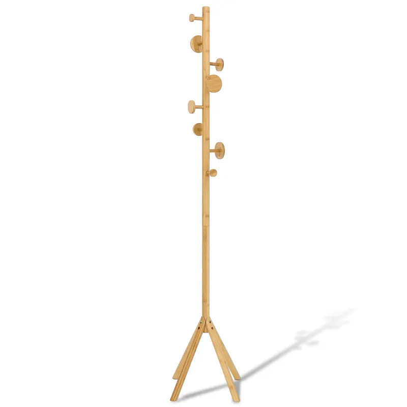 Customized Floor Standing Bamboo Coat Rack Tree for Entryway