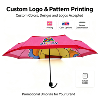 Parapluie pliant personnalisé avec logo, 3 sections, 8 baleines en fibre de verre, impression sur mesure, faible MOQ, usine OEM