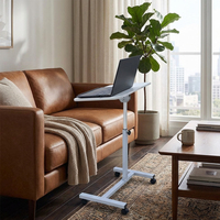 Escritorio Ergonómico Plegable de Metal con Altura Ajustable, Ruedas Giratorias, Estación de Trabajo Portátil para Escribir, Jugar y Trabajar en el Dormitorio o Estudio