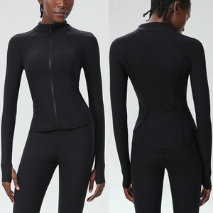 Pantalon de yoga à fermeture éclair moulant et doux pour femmes, taille plus, haut sportif uni - Product Image 4