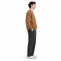 Sweat-shirt ample à col rond en molleton chiné, couleur unie, style streetwear, pour un usage quotidien décontracté